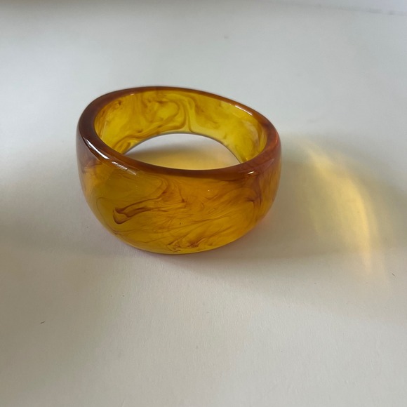 Jewelry - Vintage Chunky Art Deco Amber Bangle Bracelet Translucent Swirl 3"